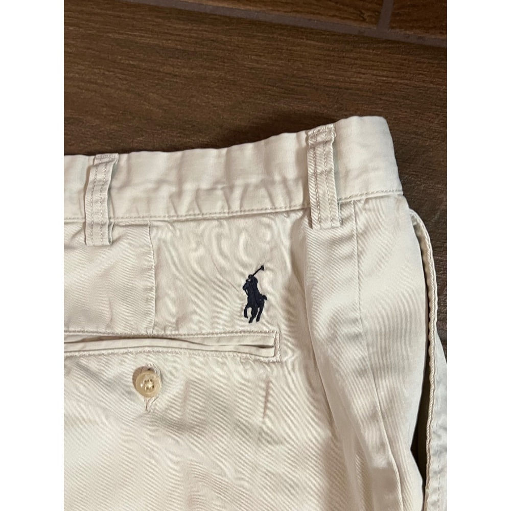 Polo Ralph Lauren Mens Chino Shorts Tan Size 38 Cotton Flat Front Pony Logo - Picture 9 of 9